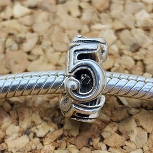 3/$30 🖤 925 STERLING SILVER NUMBER # 5 CHARM FOR PANDORA
